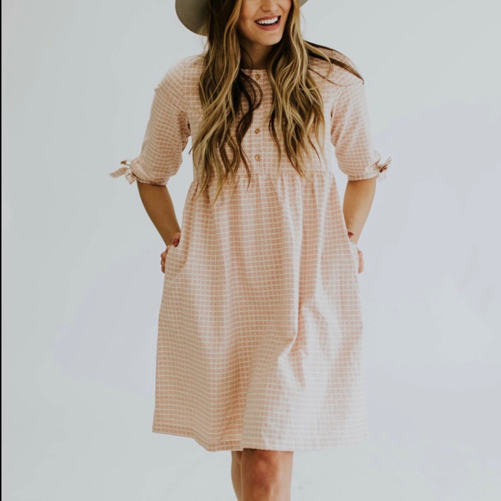 Roolee Sanders Plaid Dress in Rose Pink size Small